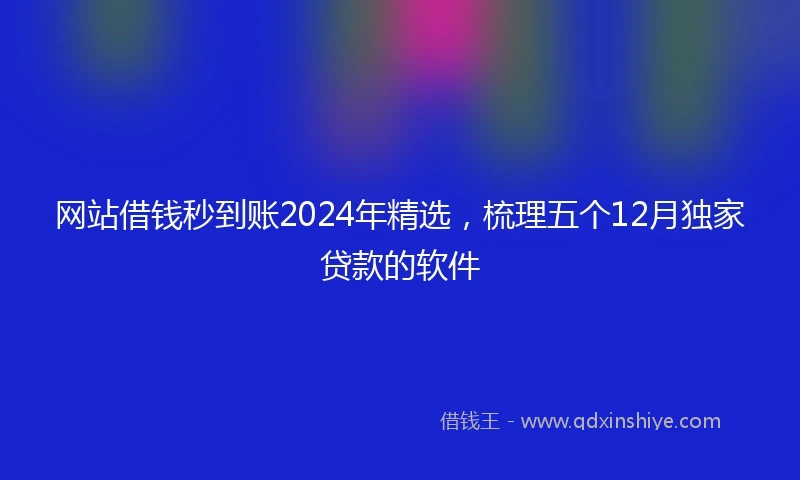 网站借钱秒到账2024年精选，梳理五个12月独家贷款的软件