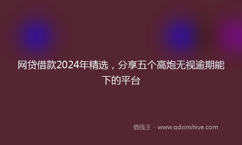 网贷借款2024年精选，分享五个高炮无视逾期能下的平台