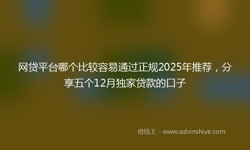 网贷平台哪个比较容易通过正规2025年推荐，分享五个12月独家贷款的口子