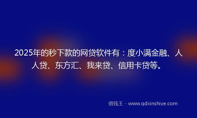 2025年的秒下款的网贷软件有：度小满金融、人人贷、东方汇、我来贷、信用卡贷等。