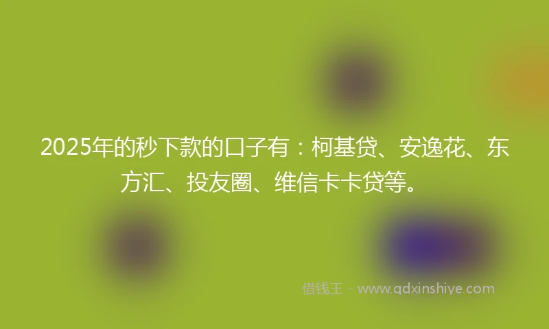 2025年的秒下款的口子有：柯基贷、安逸花、东方汇、投友圈、维信卡卡贷等。