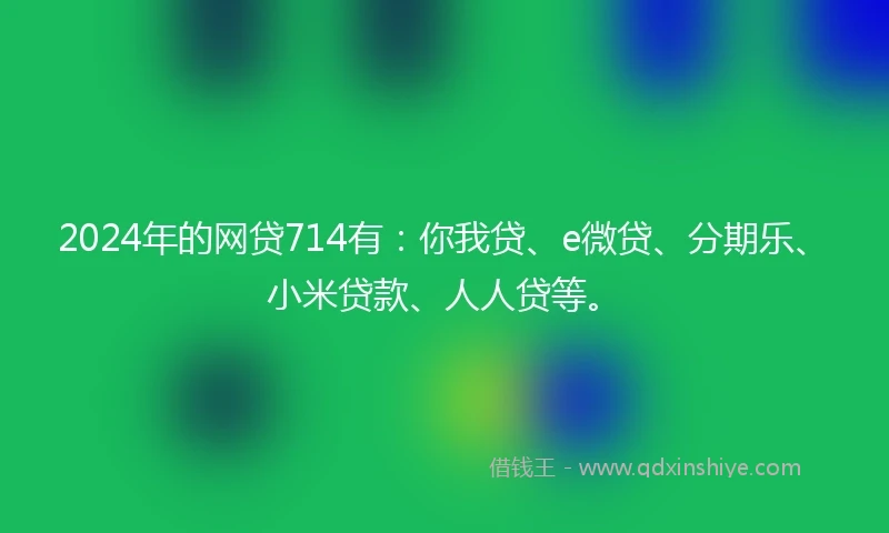 2024年的网贷714有：你我贷、e微贷、分期乐、小米贷款、人人贷等。