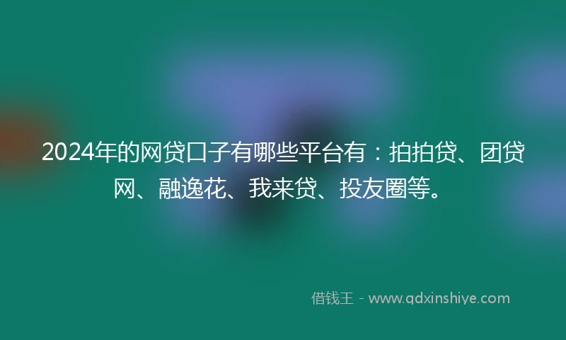 2024年的网贷口子有哪些平台有：拍拍贷、团贷网、融逸花、我来贷、投友圈等。