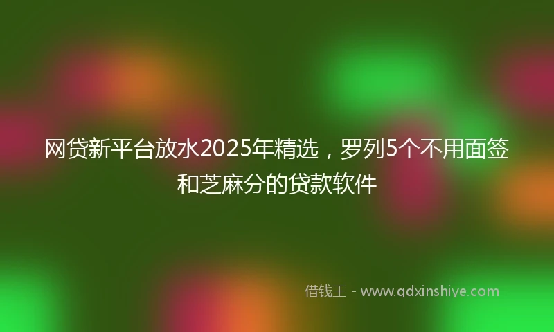 网贷新平台放水2025年精选，罗列5个不用面签和芝麻分的贷款软件