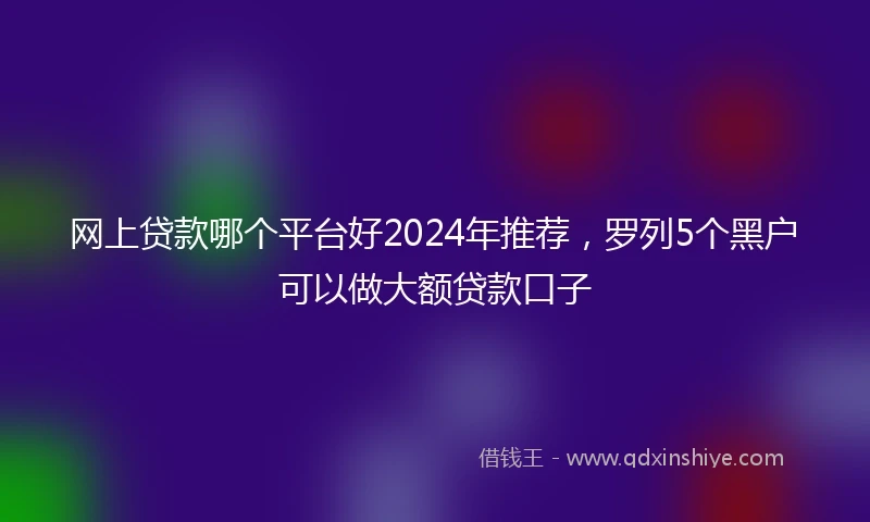 网上贷款哪个平台好2024年推荐，罗列5个黑户可以做大额贷款口子