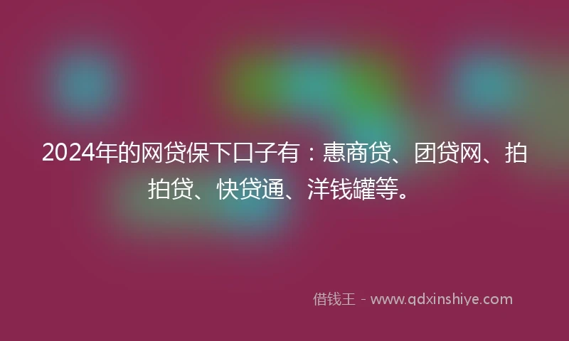 2024年的网贷保下口子有：惠商贷、团贷网、拍拍贷、快贷通、洋钱罐等。