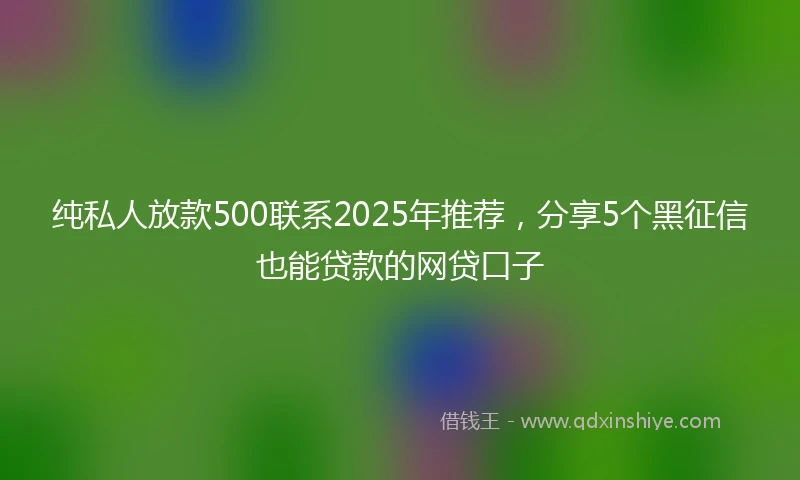 纯私人放款500联系2025年推荐，分享5个黑征信也能贷款的网贷口子