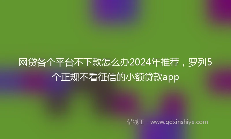 网贷各个平台不下款怎么办2024年推荐，罗列5个正规不看征信的小额贷款app