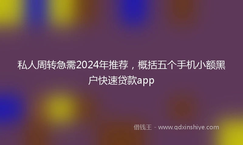 私人周转急需2024年推荐，概括五个手机小额黑户快速贷款app