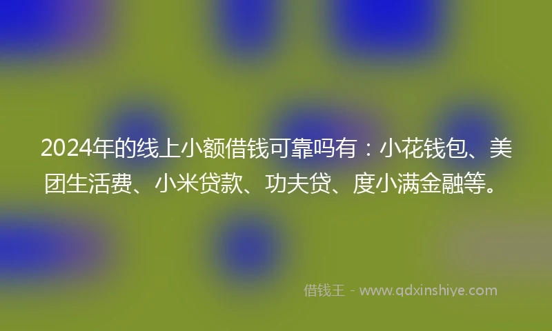2024年的线上小额借钱可靠吗有：小花钱包、美团生活费、小米贷款、功夫贷、度小满金融等。