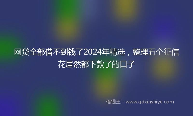 网贷全部借不到钱了2024年精选，整理五个征信花居然都下款了的口子