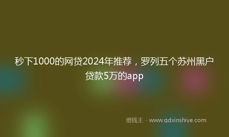 秒下1000的网贷2024年推荐，罗列五个苏州黑户贷款5万的app