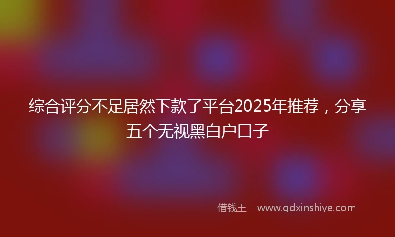 综合评分不足居然下款了平台2025年推荐，分享五个无视黑白户口子