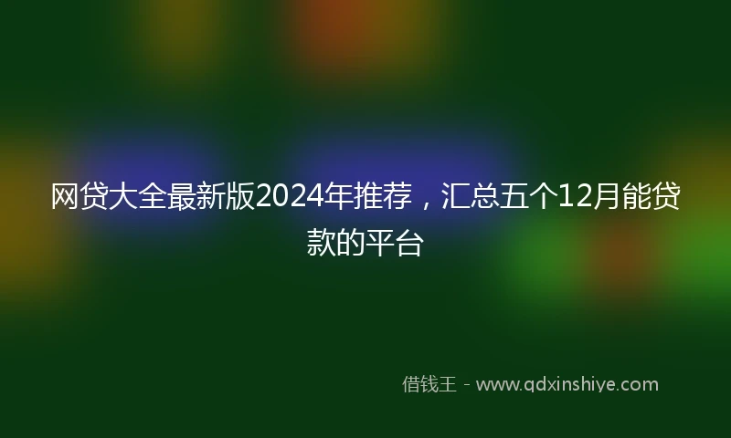 网贷大全最新版2024年推荐，汇总五个12月能贷款的平台