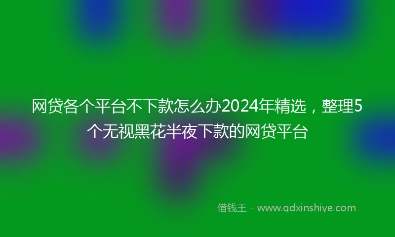 网贷各个平台不下款怎么办2024年精选,整理5个无视黑花半夜下款的网贷平台