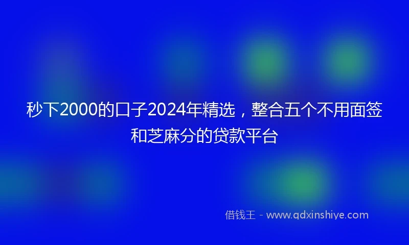 秒下2000的口子2024年精选，整合五个不用面签和芝麻分的贷款平台