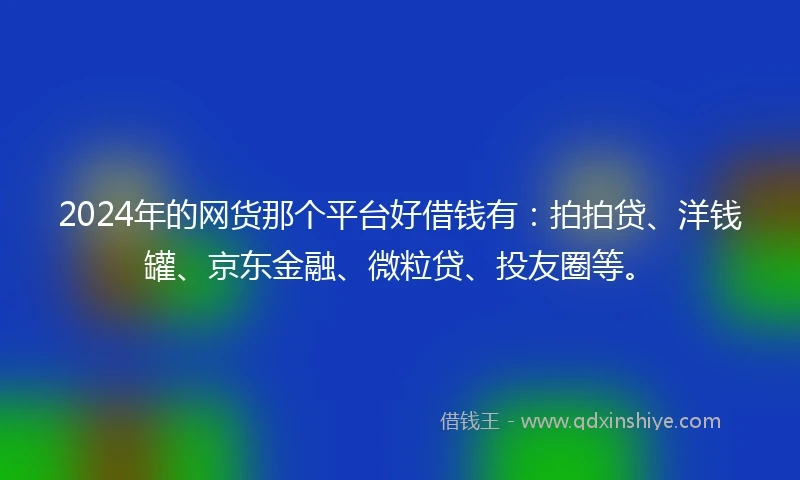 2024年的网货那个平台好借钱有：拍拍贷、洋钱罐、京东金融、微粒贷、投友圈等。
