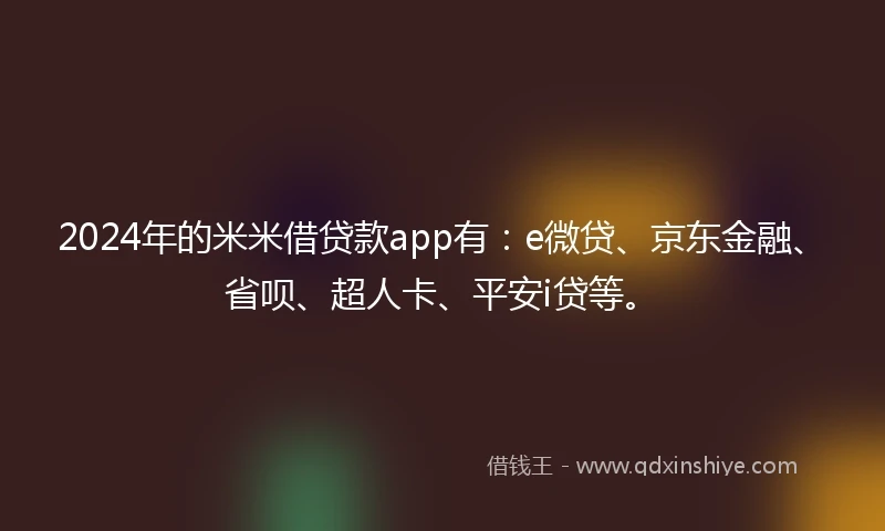 2024年的米米借贷款app有：e微贷、京东金融、省呗、超人卡、平安i贷等。