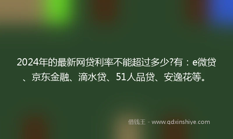 2024年的最新网贷利率不能超过多少?有：e微贷、京东金融、滴水贷、51人品贷、安逸花等。