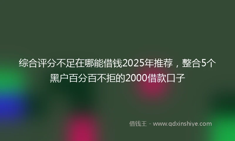 综合评分不足在哪能借钱2025年推荐，整合5个黑户百分百不拒的2000借款口子