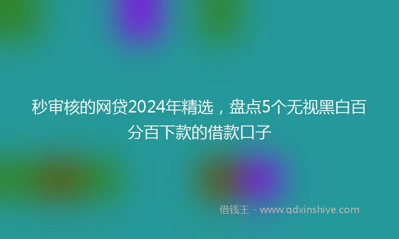 秒审核的网贷2024年精选，盘点5个无视黑白百分百下款的借款口子