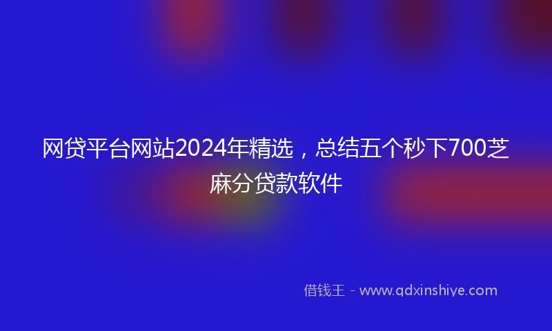 网贷平台网站2024年精选，总结五个秒下700芝麻分贷款软件