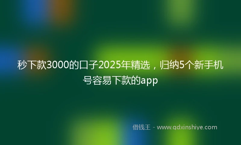 秒下款3000的口子2025年精选，归纳5个新手机号容易下款的app