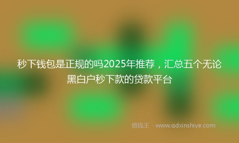 秒下钱包是正规的吗2025年推荐，汇总五个无论黑白户秒下款的贷款平台
