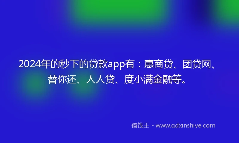 2024年的秒下的贷款app有：惠商贷、团贷网、替你还、人人贷、度小满金融等。