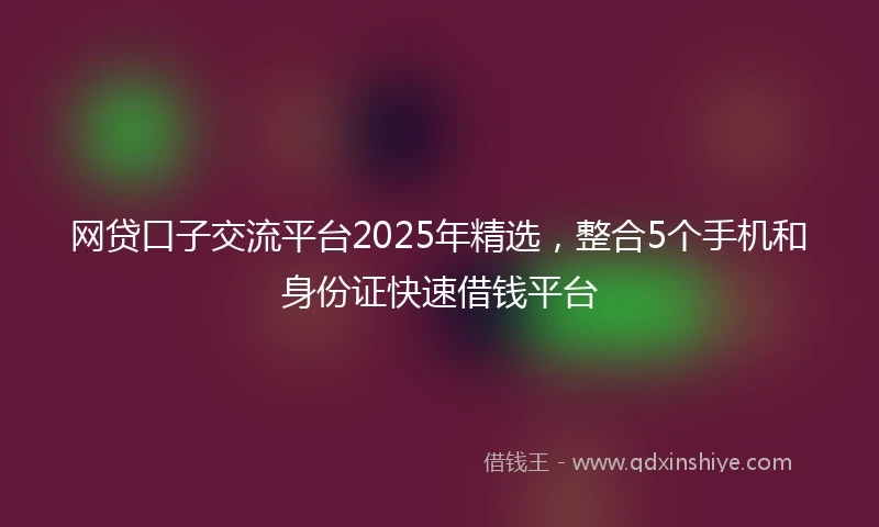 网贷口子交流平台2025年精选，整合5个手机和身份证快速借钱平台