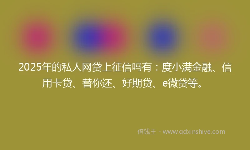 2025年的私人网贷上征信吗有：度小满金融、信用卡贷、替你还、好期贷、e微贷等。