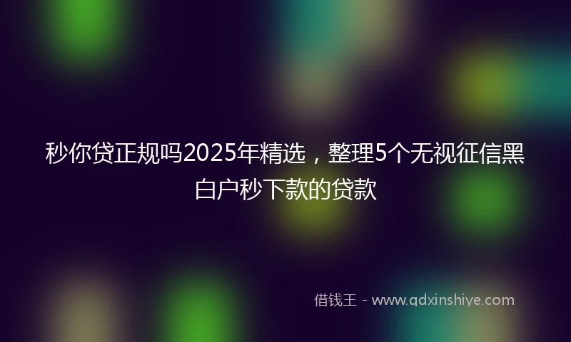 秒你贷正规吗2025年精选，整理5个无视征信黑白户秒下款的贷款