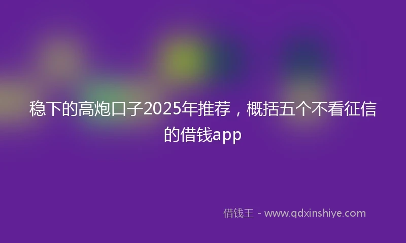 稳下的高炮口子2025年推荐，概括五个不看征信的借钱app