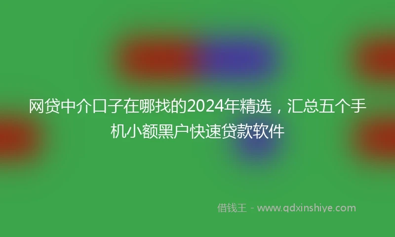 网贷中介口子在哪找的2024年精选，汇总五个手机小额黑户快速贷款软件
