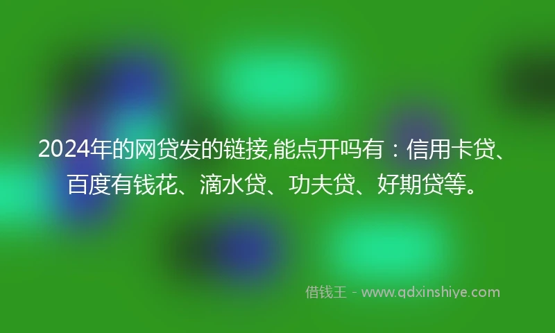 2024年的网贷发的链接,能点开吗有：信用卡贷、百度有钱花、滴水贷、功夫贷、好期贷等。
