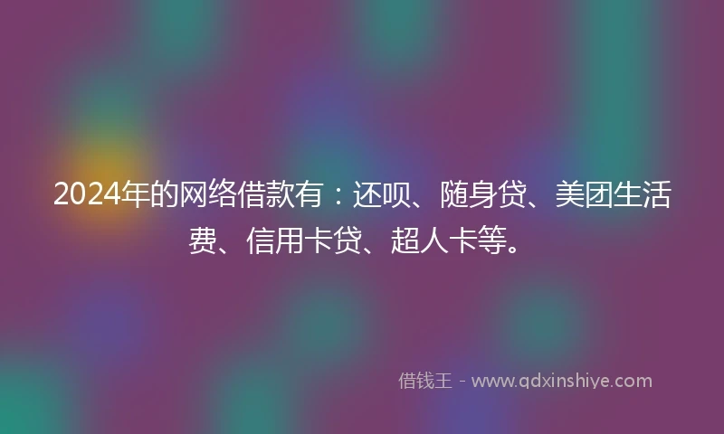 2024年的网络借款有：还呗、随身贷、美团生活费、信用卡贷、超人卡等。
