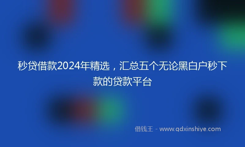 秒贷借款2024年精选，汇总五个无论黑白户秒下款的贷款平台
