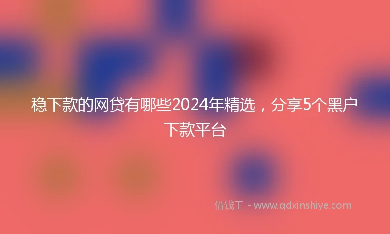 稳下款的网贷有哪些2024年精选，分享5个黑户下款平台