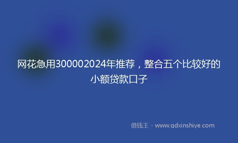 网花急用300002024年推荐，整合五个比较好的小额贷款口子