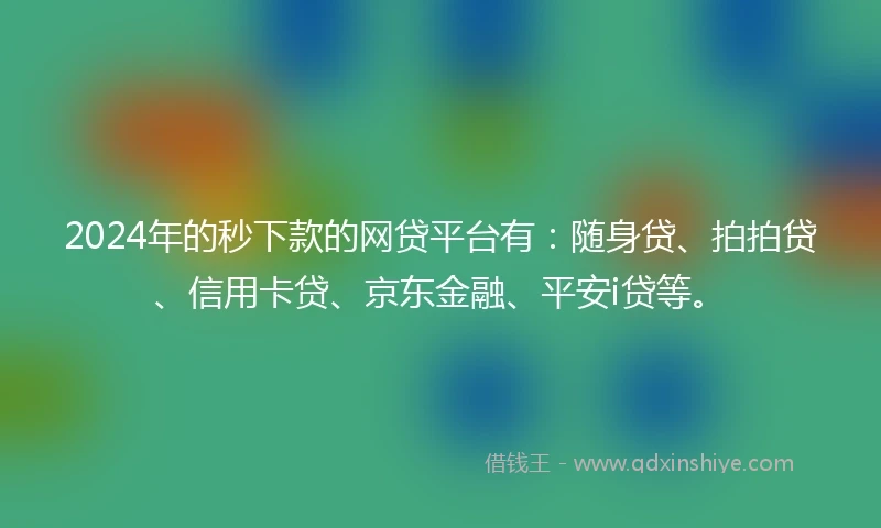 2024年的秒下款的网贷平台有：随身贷、拍拍贷、信用卡贷、京东金融、平安i贷等。