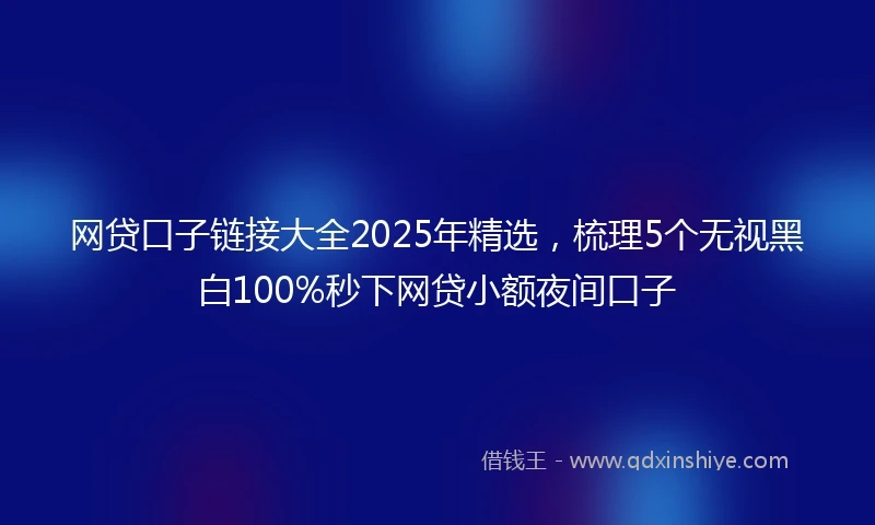 网贷口子链接大全2025年精选，梳理5个无视黑白100%秒下网贷小额夜间口子