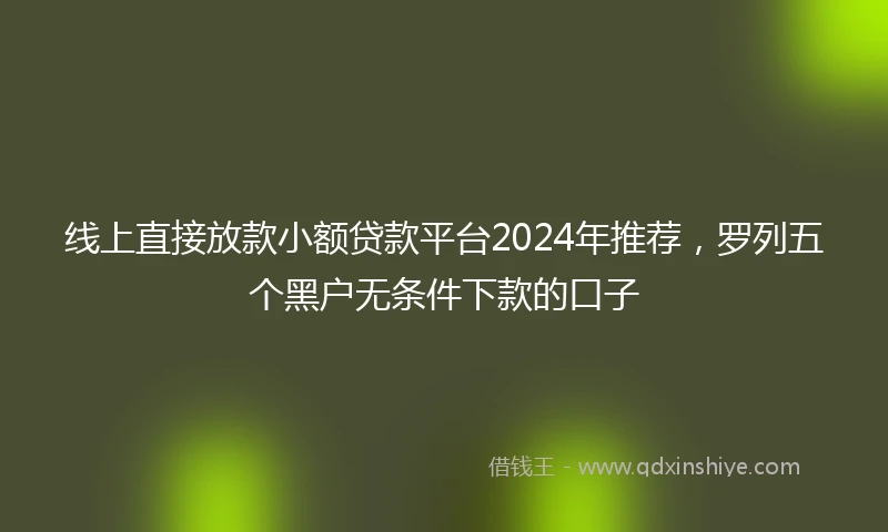 线上直接放款小额贷款平台2024年推荐，罗列五个黑户无条件下款的口子