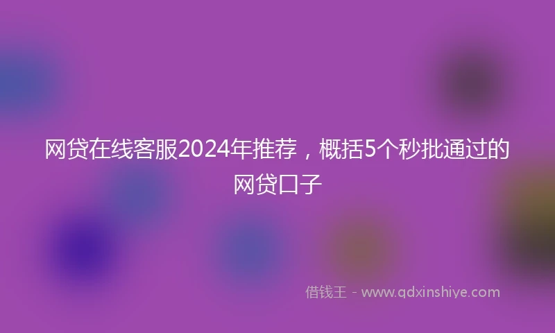 网贷在线客服2024年推荐，概括5个秒批通过的网贷口子