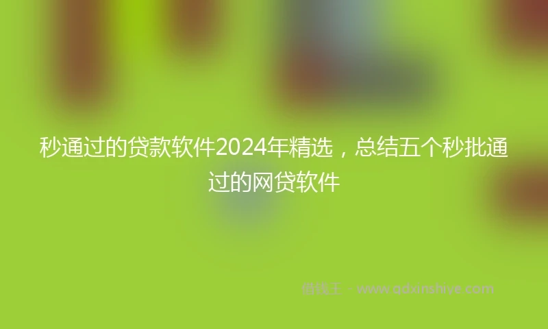 秒通过的贷款软件2024年精选，总结五个秒批通过的网贷软件