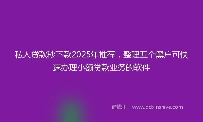 私人贷款秒下款2025年推荐，整理五个黑户可快速办理小额贷款业务的软件
