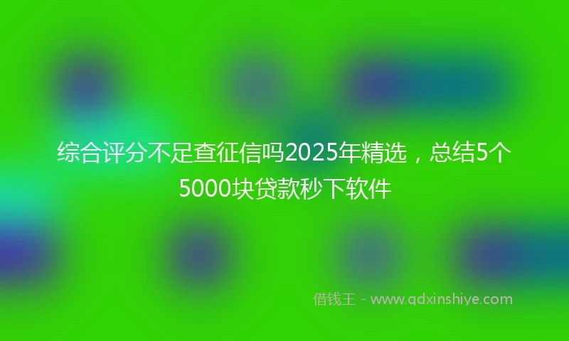 综合评分不足查征信吗2025年精选，总结5个5000块贷款秒下软件