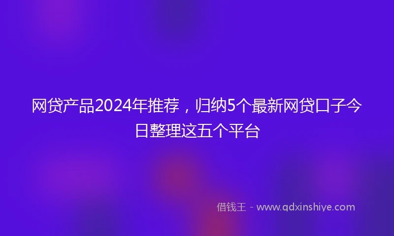 网贷产品2024年推荐，归纳5个最新网贷口子今日整理这五个平台