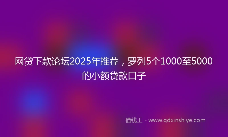 网贷下款论坛2025年推荐，罗列5个1000至5000的小额贷款口子