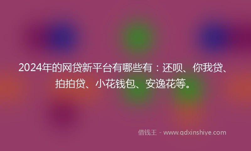 2024年的网贷新平台有哪些有：还呗、你我贷、拍拍贷、小花钱包、安逸花等。