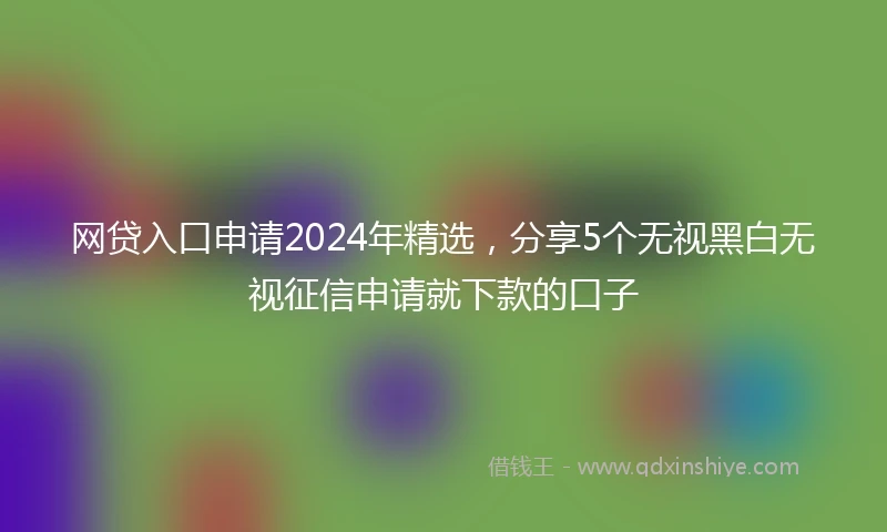 网贷入口申请2024年精选，分享5个无视黑白无视征信申请就下款的口子